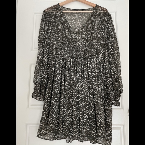 ZARA BLACK/ BEIGE PRINT DRESS - Picture 7 of 11